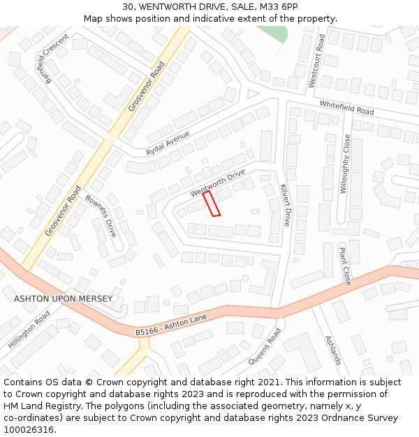 30, WENTWORTH DRIVE, SALE, M33 6PP: Location map and indicative extent of plot