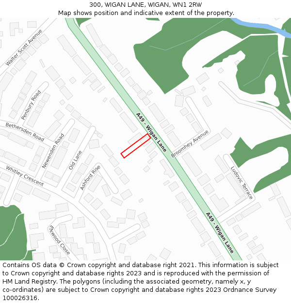 300, WIGAN LANE, WIGAN, WN1 2RW: Location map and indicative extent of plot