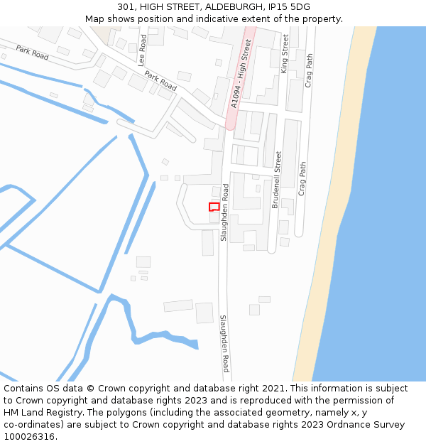 301, HIGH STREET, ALDEBURGH, IP15 5DG: Location map and indicative extent of plot