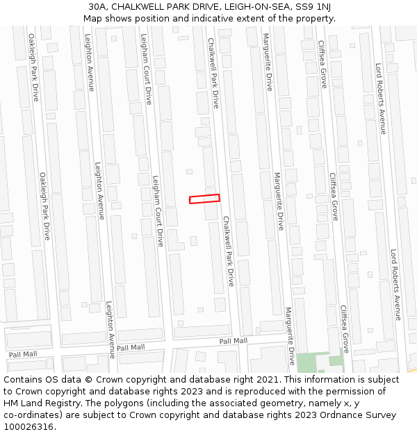 30A, CHALKWELL PARK DRIVE, LEIGH-ON-SEA, SS9 1NJ: Location map and indicative extent of plot