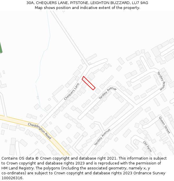 30A, CHEQUERS LANE, PITSTONE, LEIGHTON BUZZARD, LU7 9AG: Location map and indicative extent of plot