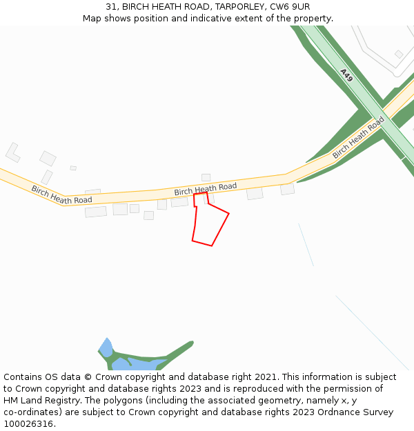 31, BIRCH HEATH ROAD, TARPORLEY, CW6 9UR: Location map and indicative extent of plot