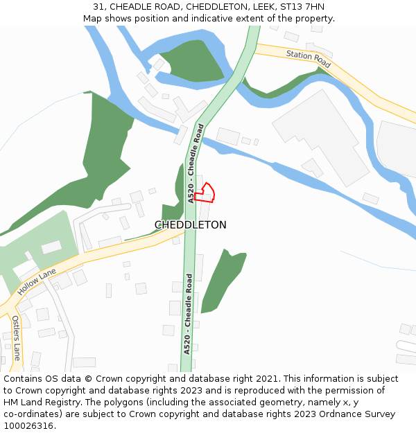 31, CHEADLE ROAD, CHEDDLETON, LEEK, ST13 7HN: Location map and indicative extent of plot