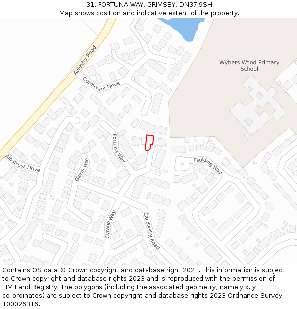 31, FORTUNA WAY, GRIMSBY, DN37 9SH: Location map and indicative extent of plot