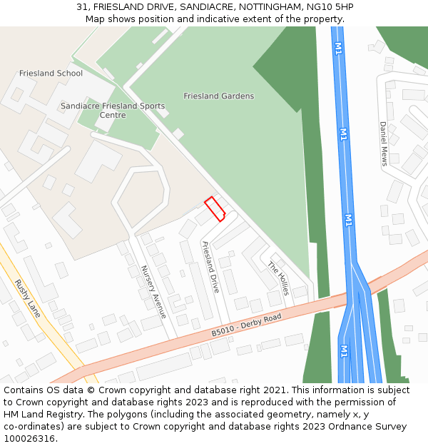 31, FRIESLAND DRIVE, SANDIACRE, NOTTINGHAM, NG10 5HP: Location map and indicative extent of plot