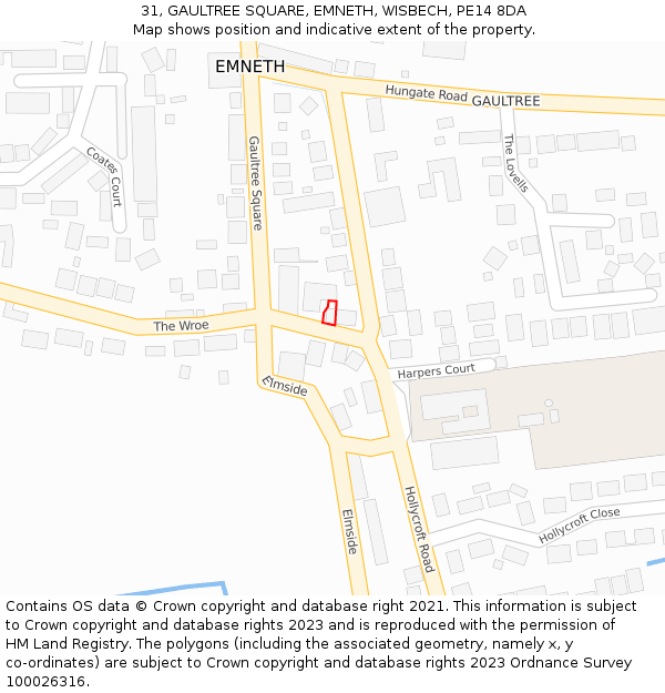 31, GAULTREE SQUARE, EMNETH, WISBECH, PE14 8DA: Location map and indicative extent of plot