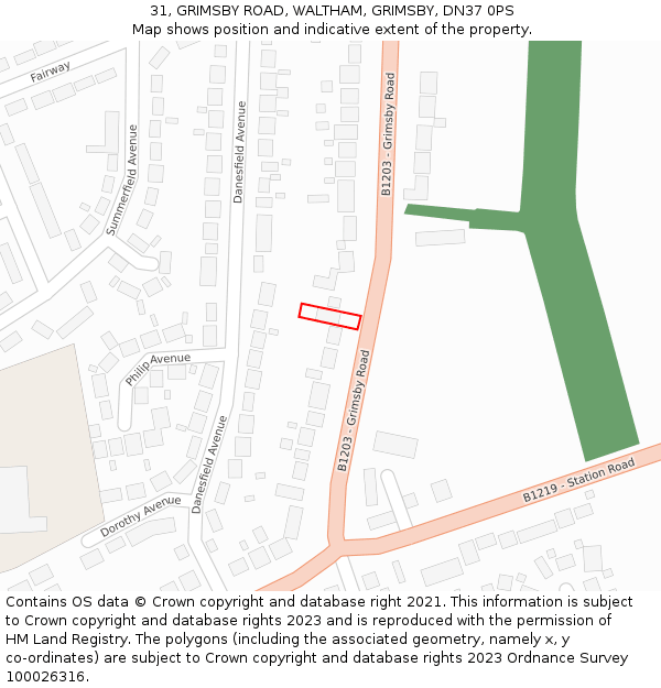 31, GRIMSBY ROAD, WALTHAM, GRIMSBY, DN37 0PS: Location map and indicative extent of plot