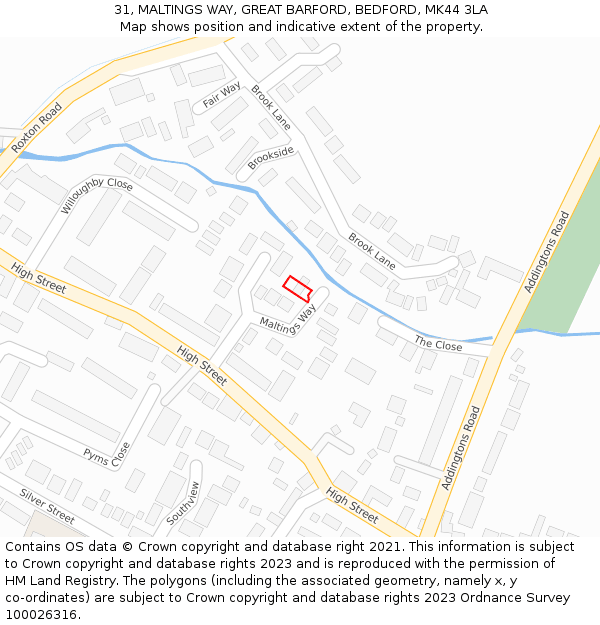 31, MALTINGS WAY, GREAT BARFORD, BEDFORD, MK44 3LA: Location map and indicative extent of plot