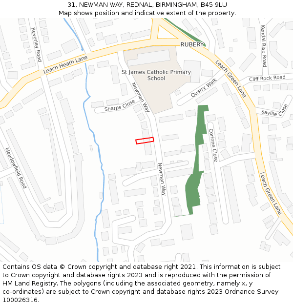 31, NEWMAN WAY, REDNAL, BIRMINGHAM, B45 9LU: Location map and indicative extent of plot