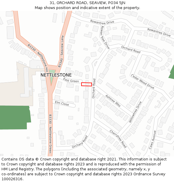 31, ORCHARD ROAD, SEAVIEW, PO34 5JN: Location map and indicative extent of plot