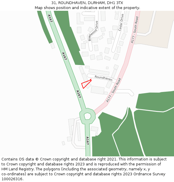 31, ROUNDHAVEN, DURHAM, DH1 3TX: Location map and indicative extent of plot