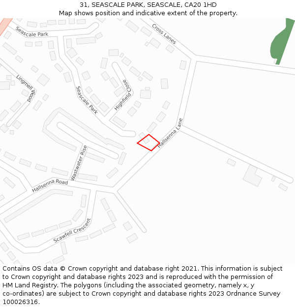 31, SEASCALE PARK, SEASCALE, CA20 1HD: Location map and indicative extent of plot