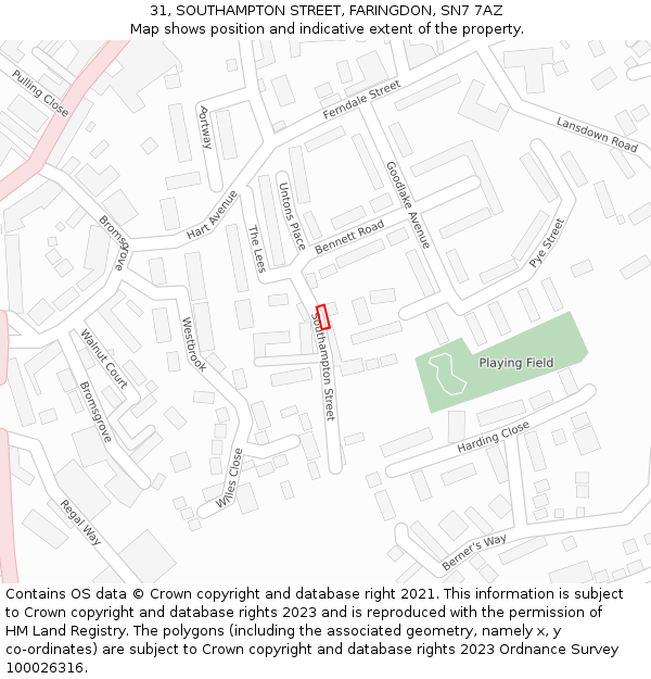 31, SOUTHAMPTON STREET, FARINGDON, SN7 7AZ: Location map and indicative extent of plot