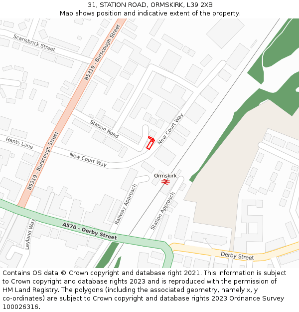 31, STATION ROAD, ORMSKIRK, L39 2XB: Location map and indicative extent of plot