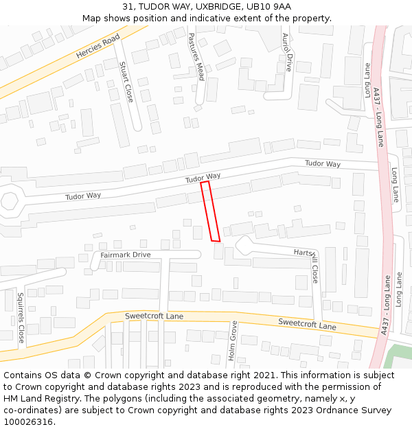 31, TUDOR WAY, UXBRIDGE, UB10 9AA: Location map and indicative extent of plot