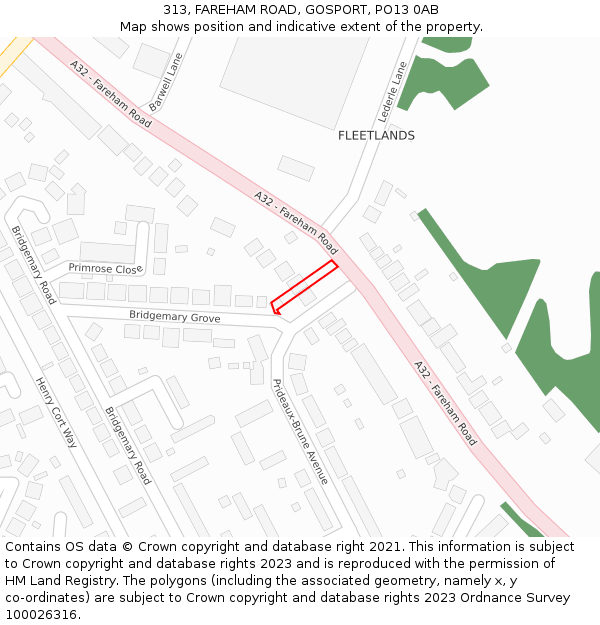 313, FAREHAM ROAD, GOSPORT, PO13 0AB: Location map and indicative extent of plot