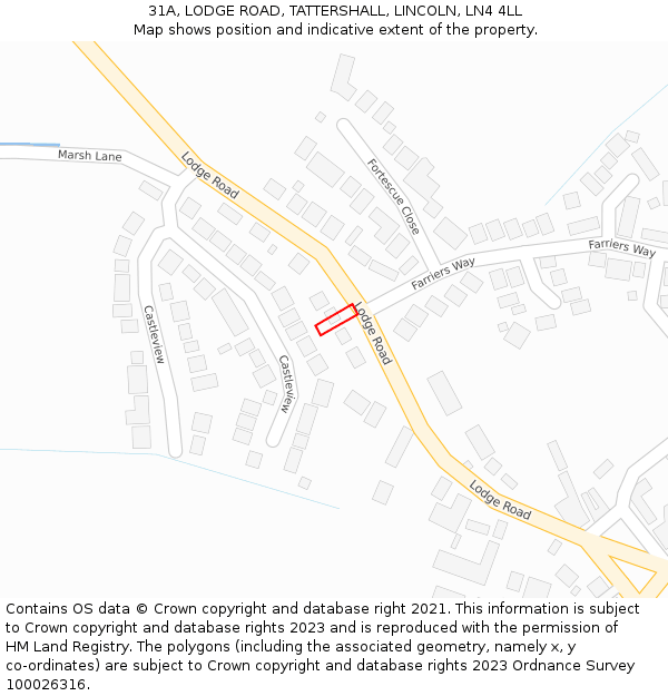 31A, LODGE ROAD, TATTERSHALL, LINCOLN, LN4 4LL: Location map and indicative extent of plot