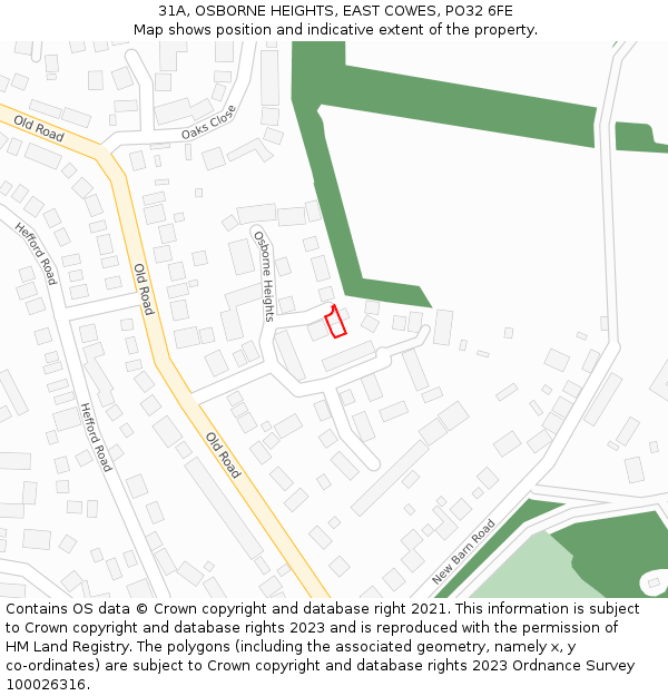 31A, OSBORNE HEIGHTS, EAST COWES, PO32 6FE: Location map and indicative extent of plot