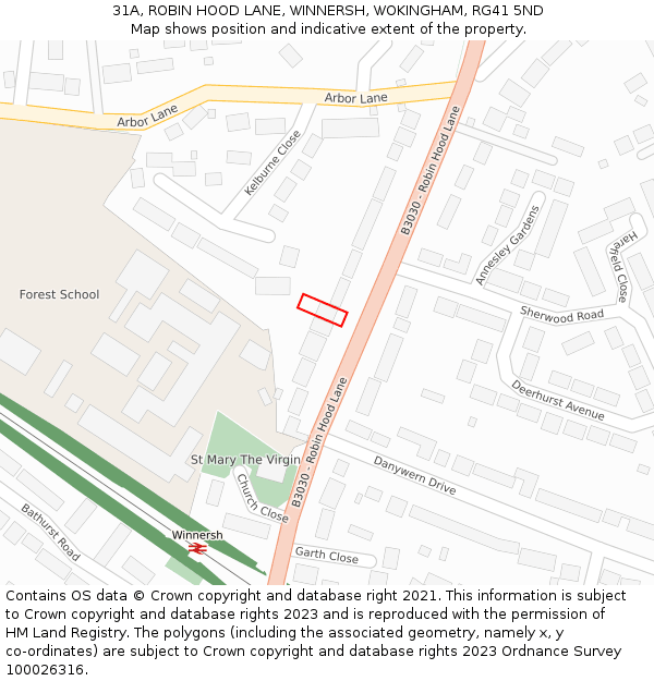 31A, ROBIN HOOD LANE, WINNERSH, WOKINGHAM, RG41 5ND: Location map and indicative extent of plot