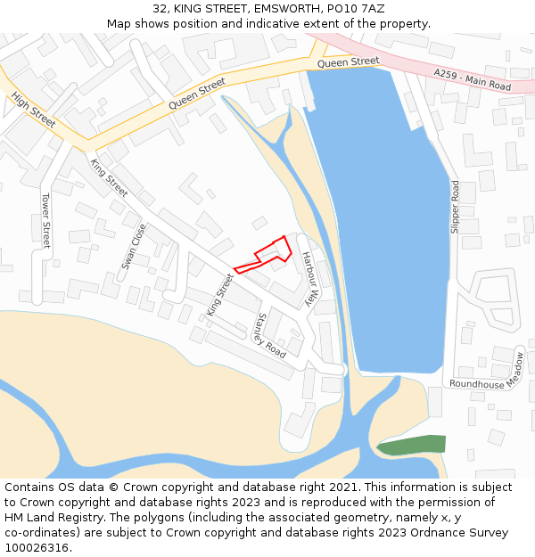 32, KING STREET, EMSWORTH, PO10 7AZ: Location map and indicative extent of plot