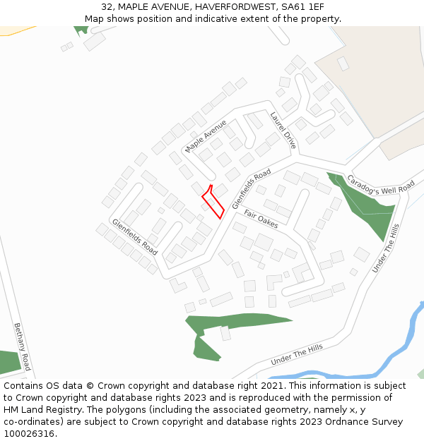 32, MAPLE AVENUE, HAVERFORDWEST, SA61 1EF: Location map and indicative extent of plot