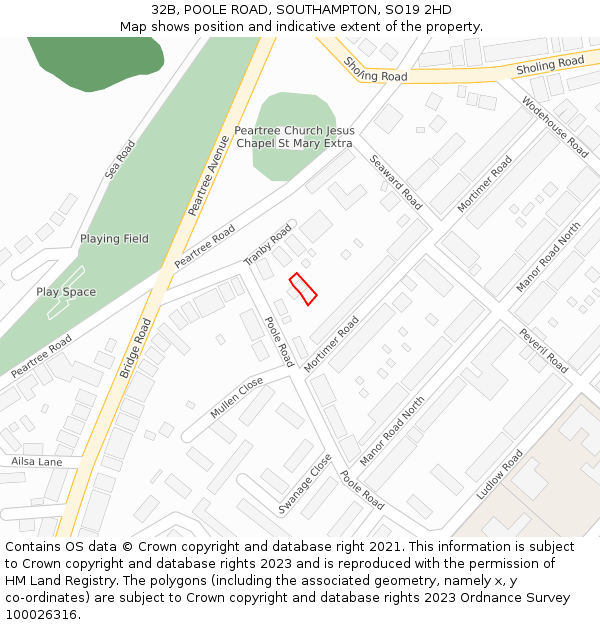 32B, POOLE ROAD, SOUTHAMPTON, SO19 2HD: Location map and indicative extent of plot