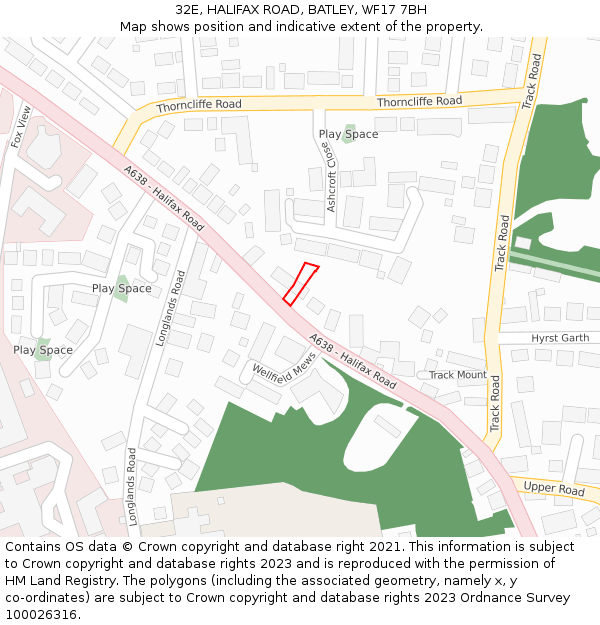 32E, HALIFAX ROAD, BATLEY, WF17 7BH: Location map and indicative extent of plot