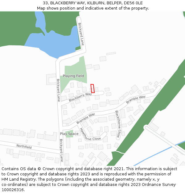 33, BLACKBERRY WAY, KILBURN, BELPER, DE56 0LE: Location map and indicative extent of plot