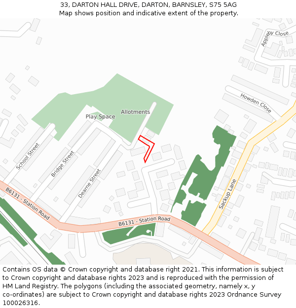 33, DARTON HALL DRIVE, DARTON, BARNSLEY, S75 5AG: Location map and indicative extent of plot