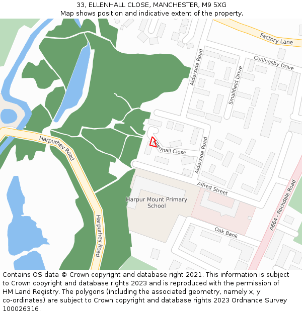 33, ELLENHALL CLOSE, MANCHESTER, M9 5XG: Location map and indicative extent of plot