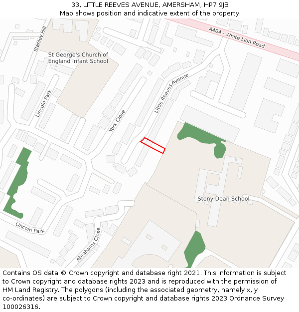 33, LITTLE REEVES AVENUE, AMERSHAM, HP7 9JB: Location map and indicative extent of plot