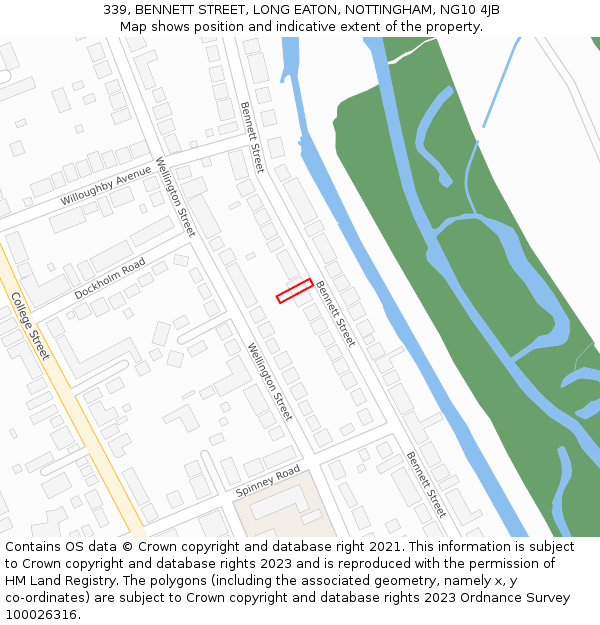 339, BENNETT STREET, LONG EATON, NOTTINGHAM, NG10 4JB: Location map and indicative extent of plot