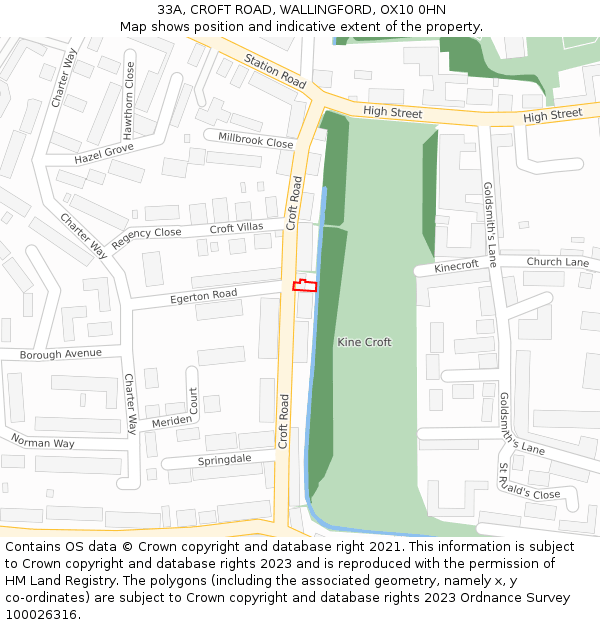 33A, CROFT ROAD, WALLINGFORD, OX10 0HN: Location map and indicative extent of plot