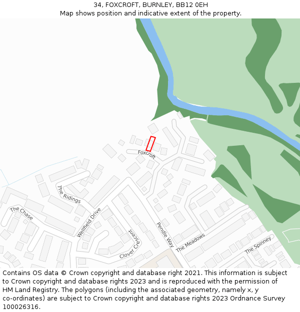 34, FOXCROFT, BURNLEY, BB12 0EH: Location map and indicative extent of plot