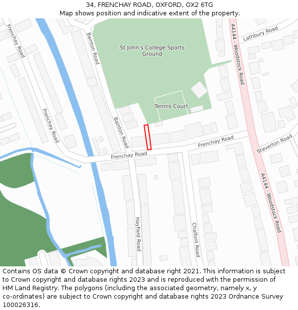 34, FRENCHAY ROAD, OXFORD, OX2 6TG: Location map and indicative extent of plot