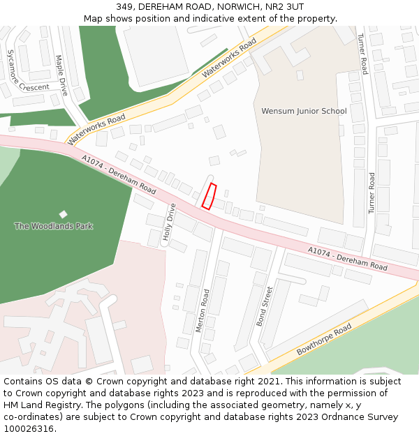 349, DEREHAM ROAD, NORWICH, NR2 3UT: Location map and indicative extent of plot