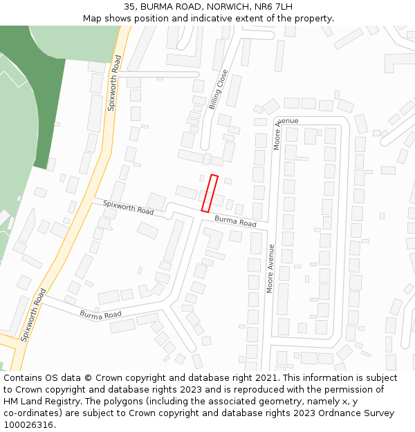 35, BURMA ROAD, NORWICH, NR6 7LH: Location map and indicative extent of plot