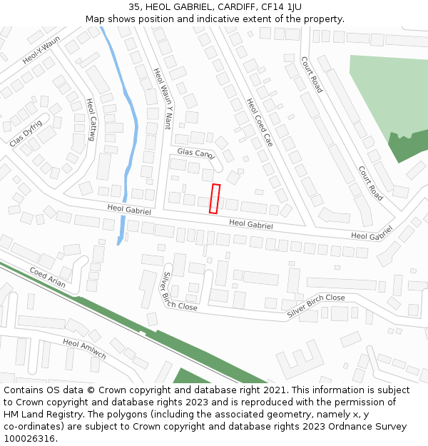 35, HEOL GABRIEL, CARDIFF, CF14 1JU: Location map and indicative extent of plot