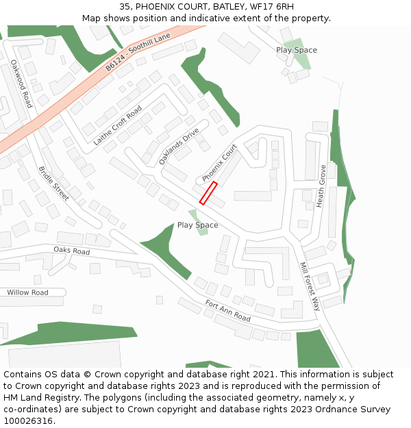 35, PHOENIX COURT, BATLEY, WF17 6RH: Location map and indicative extent of plot