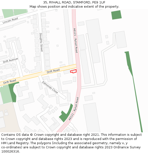 35, RYHALL ROAD, STAMFORD, PE9 1UF: Location map and indicative extent of plot