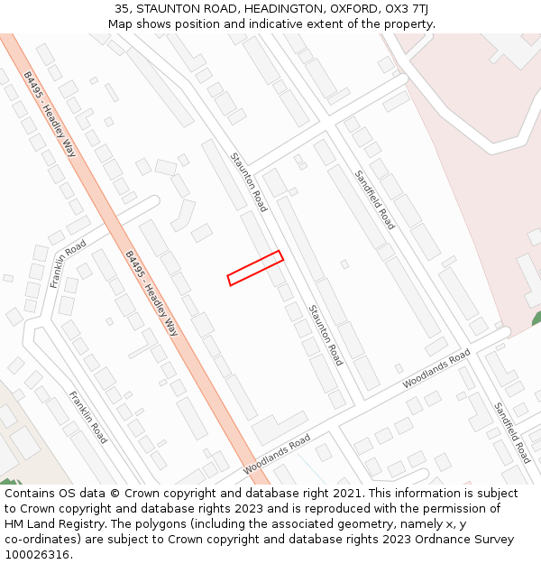 35, STAUNTON ROAD, HEADINGTON, OXFORD, OX3 7TJ: Location map and indicative extent of plot