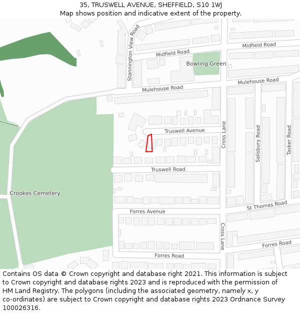 35, TRUSWELL AVENUE, SHEFFIELD, S10 1WJ: Location map and indicative extent of plot