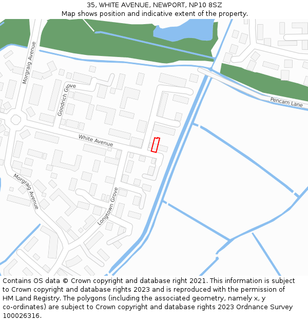 35, WHITE AVENUE, NEWPORT, NP10 8SZ: Location map and indicative extent of plot