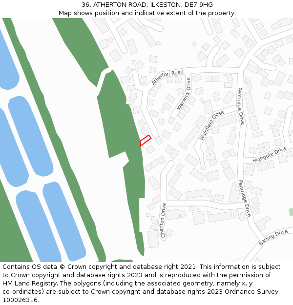 36, ATHERTON ROAD, ILKESTON, DE7 9HG: Location map and indicative extent of plot