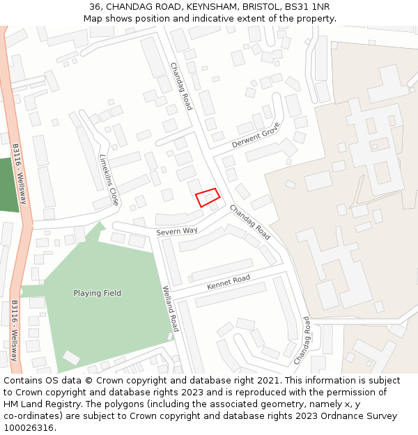 36, CHANDAG ROAD, KEYNSHAM, BRISTOL, BS31 1NR: Location map and indicative extent of plot