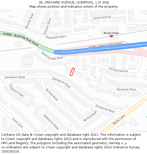 36, ORCHARD AVENUE, LIVERPOOL, L14 3NQ: Location map and indicative extent of plot