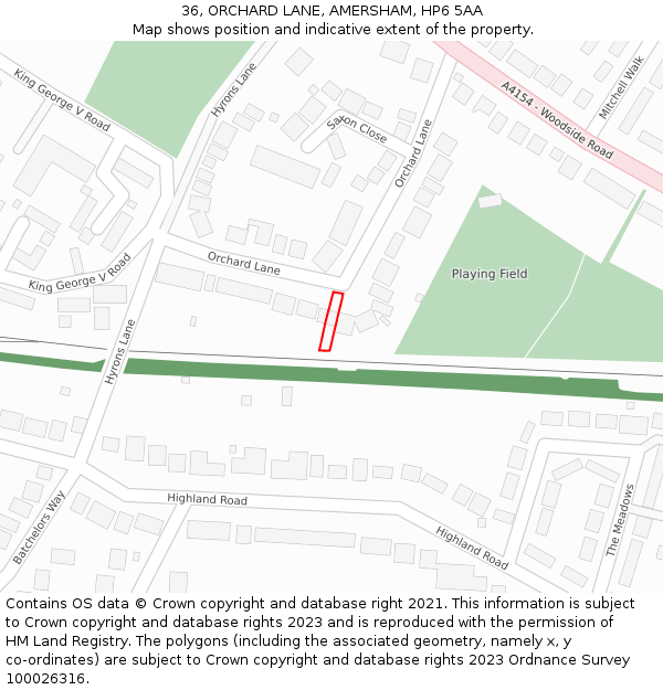 36, ORCHARD LANE, AMERSHAM, HP6 5AA: Location map and indicative extent of plot