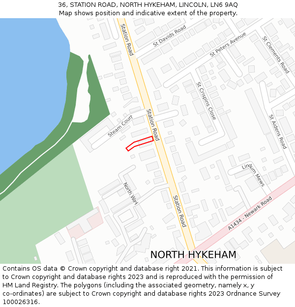 36, STATION ROAD, NORTH HYKEHAM, LINCOLN, LN6 9AQ: Location map and indicative extent of plot