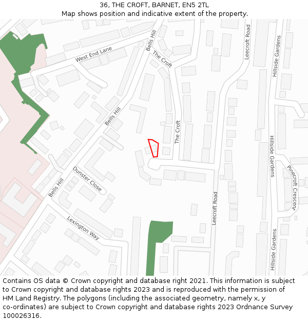 36, THE CROFT, BARNET, EN5 2TL: Location map and indicative extent of plot