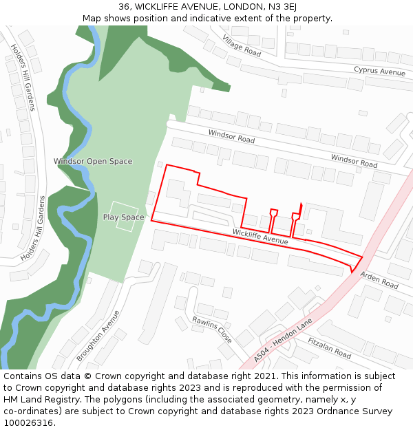 36, WICKLIFFE AVENUE, LONDON, N3 3EJ: Location map and indicative extent of plot